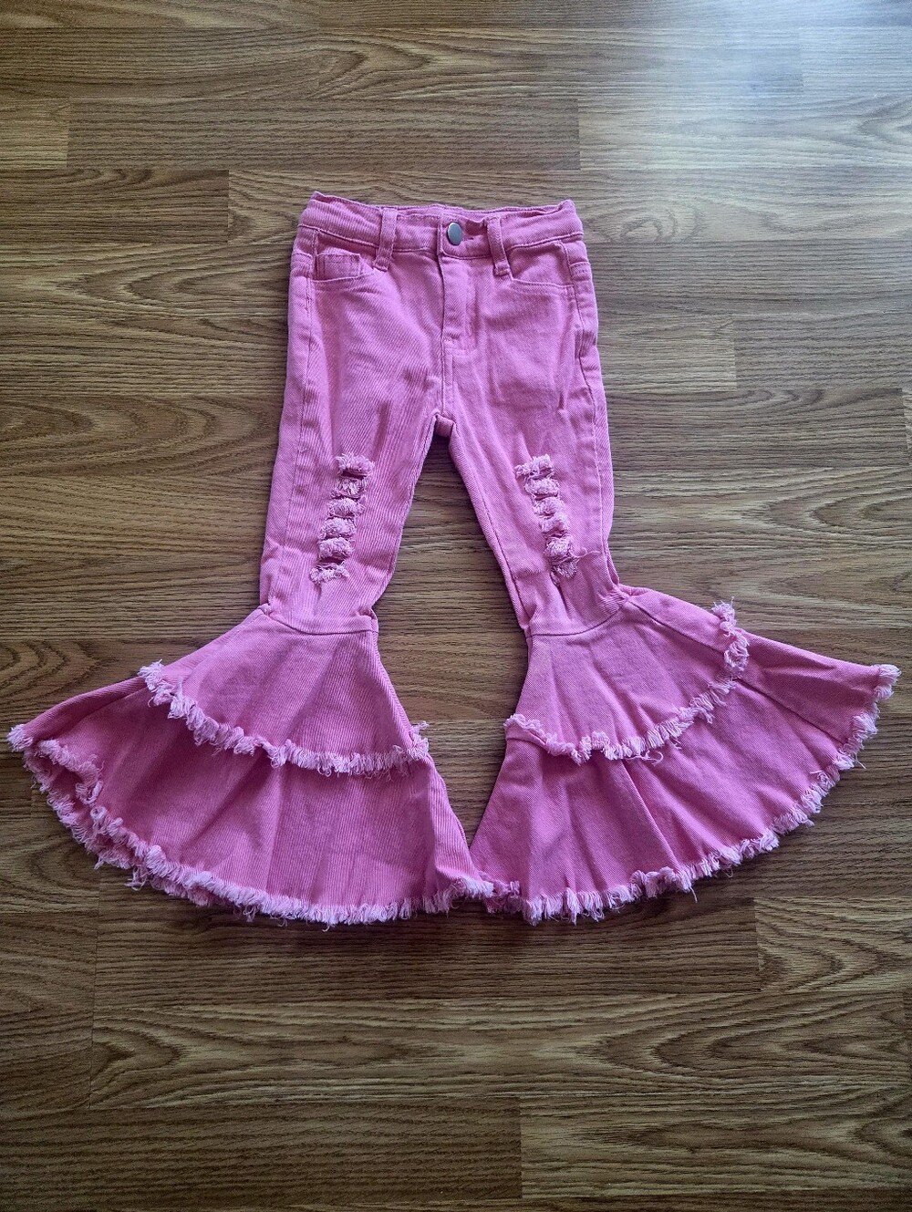 Pink Ruffle Hem Kids Bell Bottoms 4t boutique size L